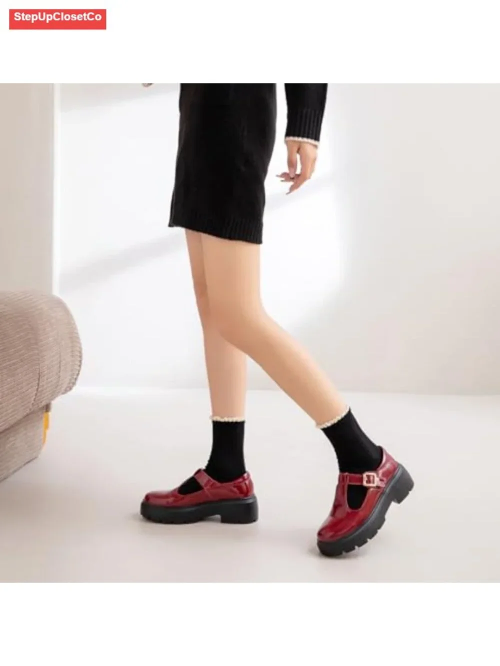 Women's Mary Jane Platform Loafers Chunky Low Heel Oxford Pumps Work Dress Shoes
